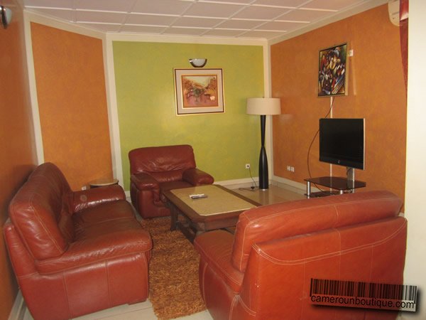 Salon — Appartement meublé 2 chambres à Elig Essono, Yaoundé