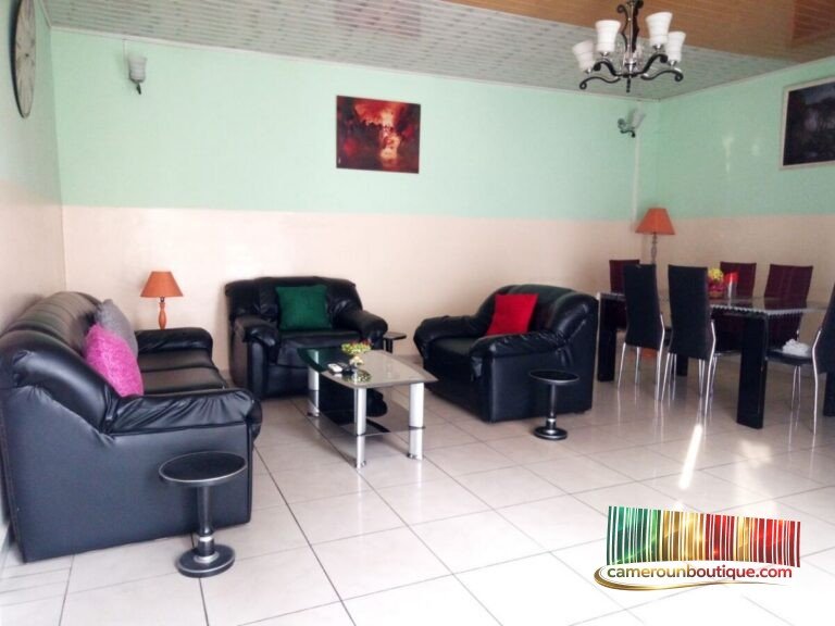 Séjour équipé avec salle à manger dans un appartement meublé 2 chambres à Bonapriso Douala